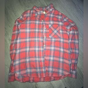 Red and white plaid flannel shirt forever 21 L